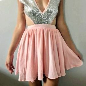  Pink and Silver Sequin Mini Dress NWT